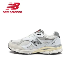 Original New Balance NB 990 V3 Classic Vintage Mesh Fabric Leather Casual Men's and Women's Running Shoes White Silver M990AL3