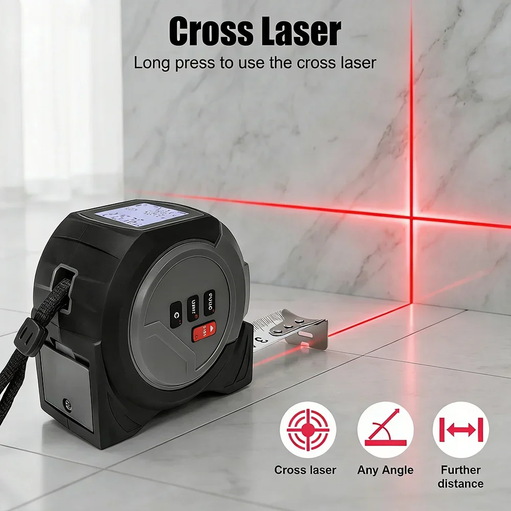 WENMEICE 40m/60m Laser Tape Measure High Digital Tape Measure Measuring Tool Laser Distance Meter Steel Tape Measure Laser Level