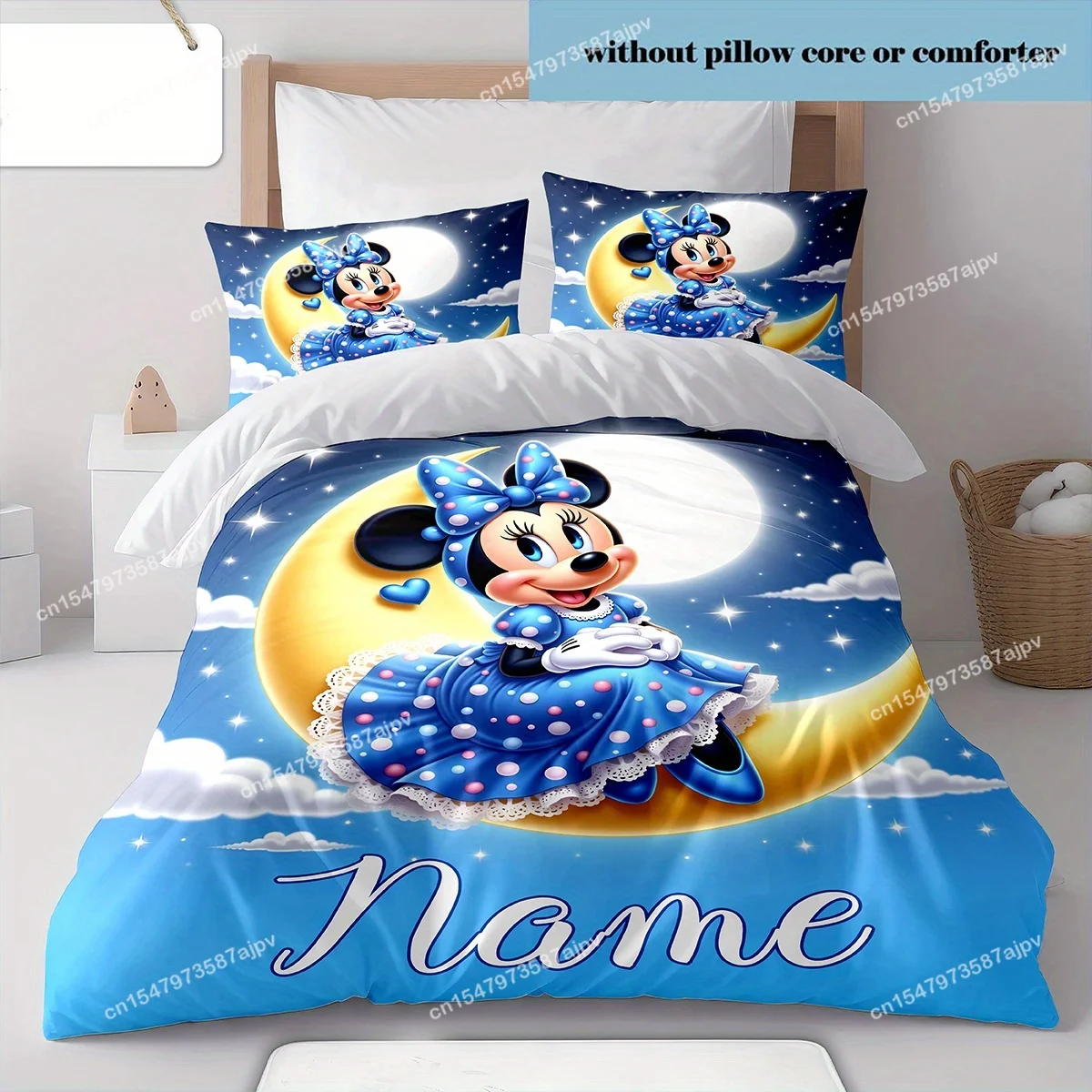 Personalized Duvet Custom Cute Minnie Bedding Set King Twin Double 3 Piece Polyester Duvet Cover Set Christmas Gift Decor-QIANG