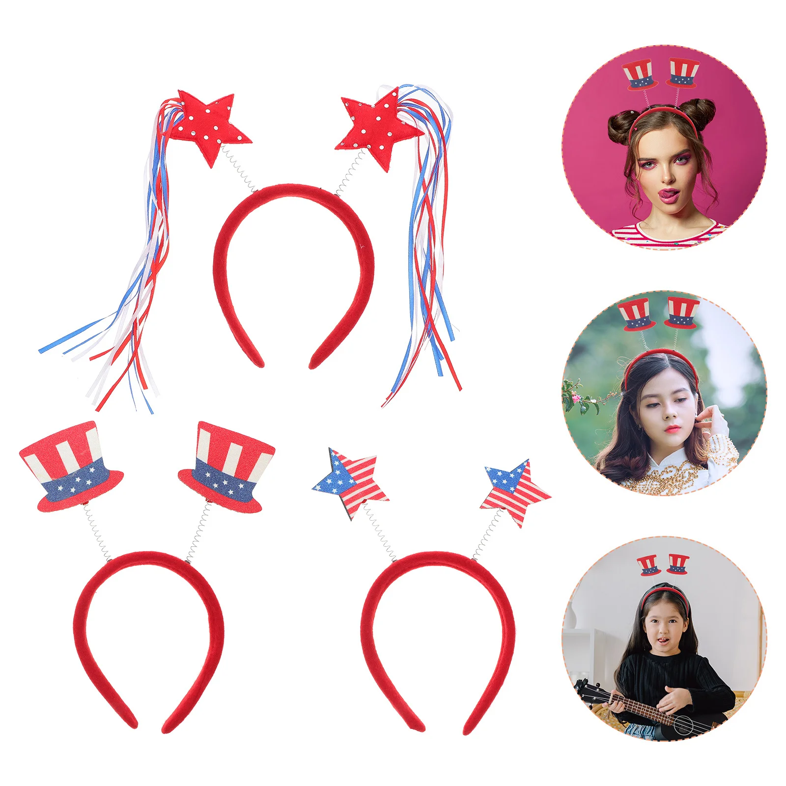

3 шт., головные уборы со звездами, повязки на голову, красочные головные уборы ко Дню независимости, праздничный реквизит, сувениры для вечеринки, аксессуары для костюмов, декор, обручи для волос