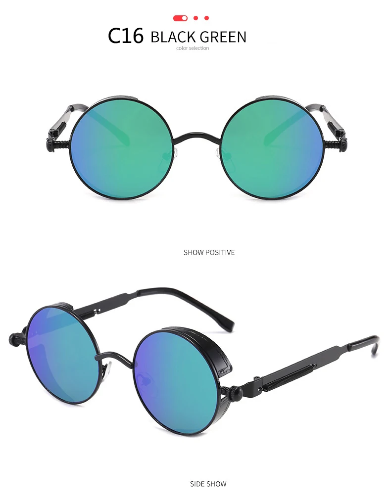 BOYSEEN 2025 Vintage Steampunk Sonnenbrille Frau Männer Runde Luxus Metall Retro Sonnenbrille Hiphop Stil Brillen UV400 – Detail 26