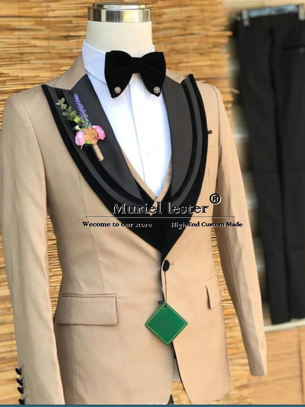 Costumes de champagnes pour hommes, conception unique, veste à revers châle, pantalon glacé, smoking de mariage pour marié, vêtements chics sur mesure, 3 pièces