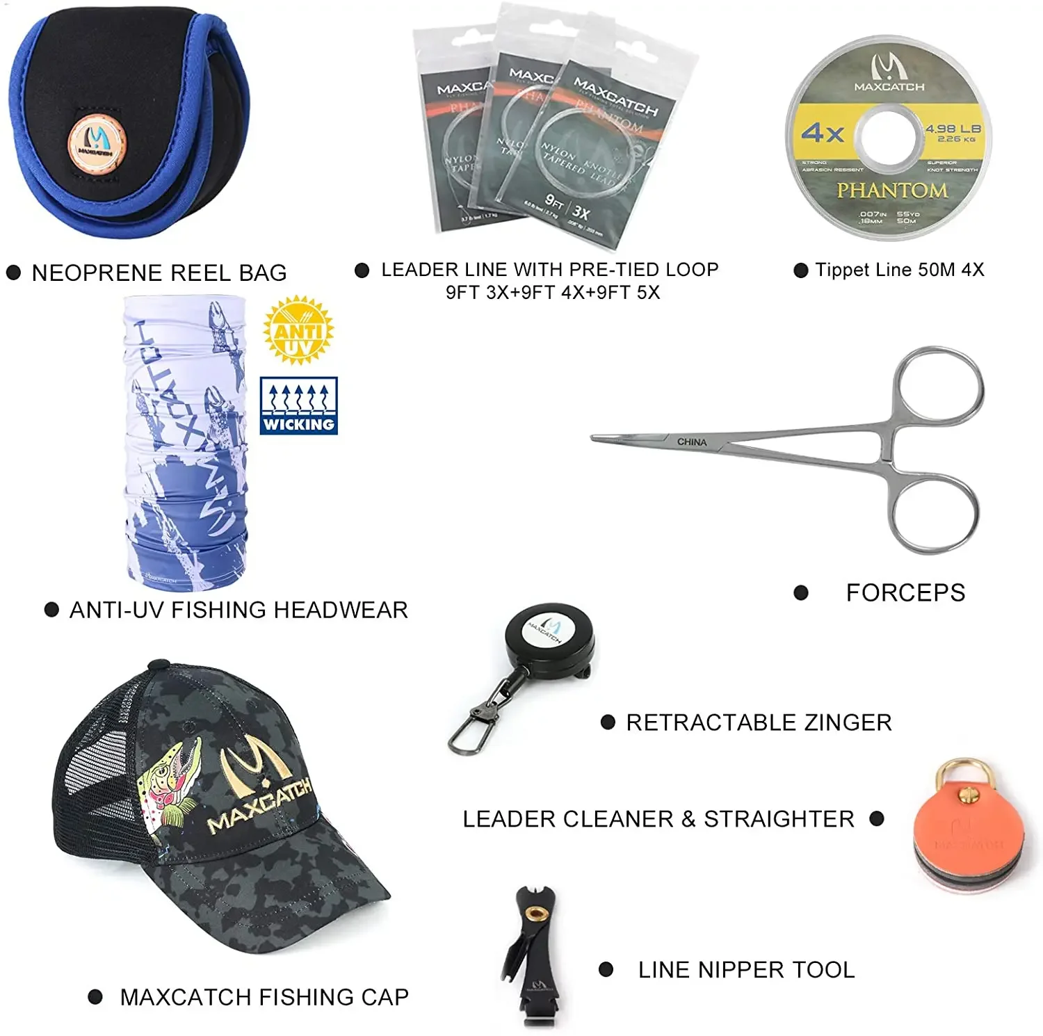 MAXCATCH Amigo Fly Fishing Kit 9ft 5-7WT Fast Action Fly Rod Reel Line Leader Hooks w/ Triangle Tube Fly Fishing Combo Set