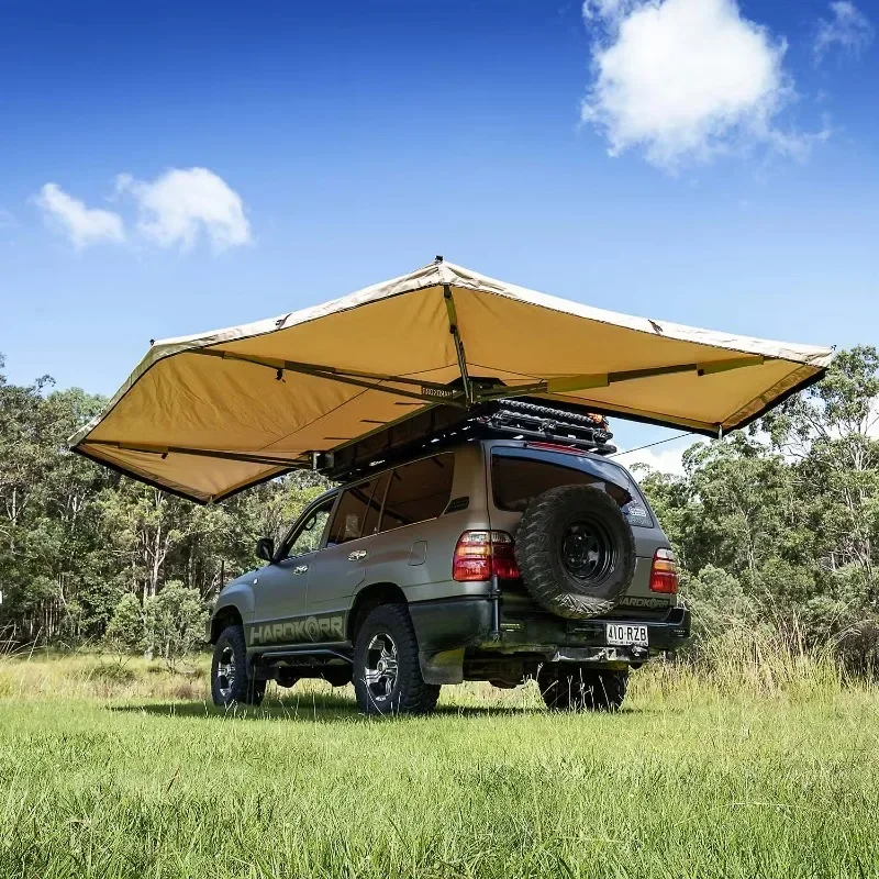 Free standing outdoor camping car Truck right / left Side 270 Degree canvas legless awning Tents