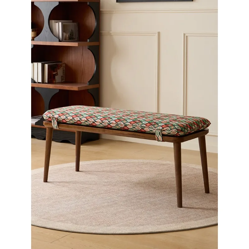 Nordic retro solid wood home shoe change stool household seat stool entrance porch soft bag shoe stool entrance bench bench benc