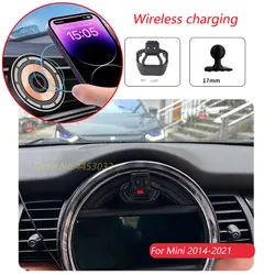 For BMW Mini Cooper JCW F54 F56 F57 F60 2014-2021 15W Car Wireless Charger Phone Holder Rotatable Magnetic Bracket Accessories