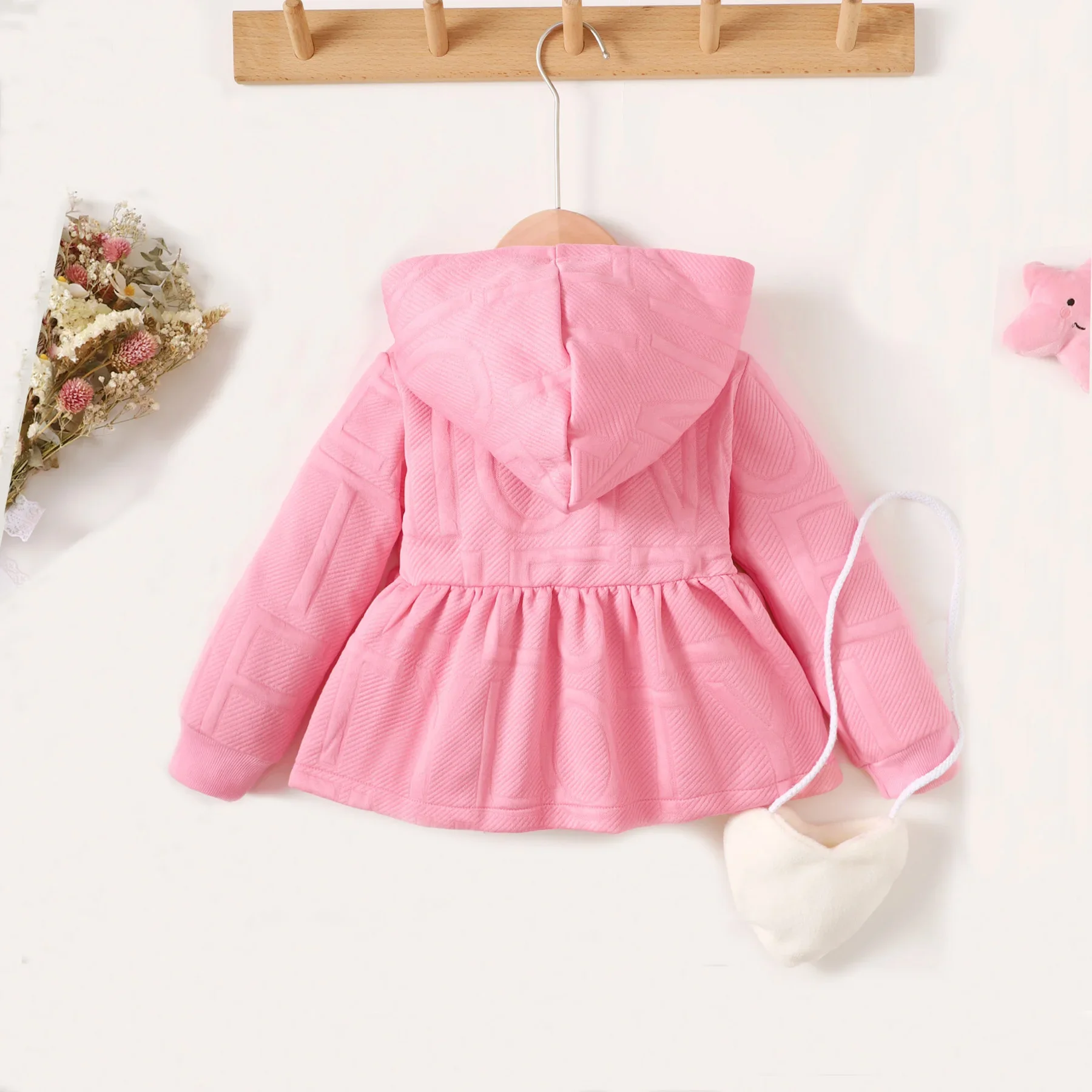 PatPat  Toddler Girl Sweet Hooded Loose Coat/Jacket/Top Soft and Comfortable  Perfect for Outings and Daily Wear