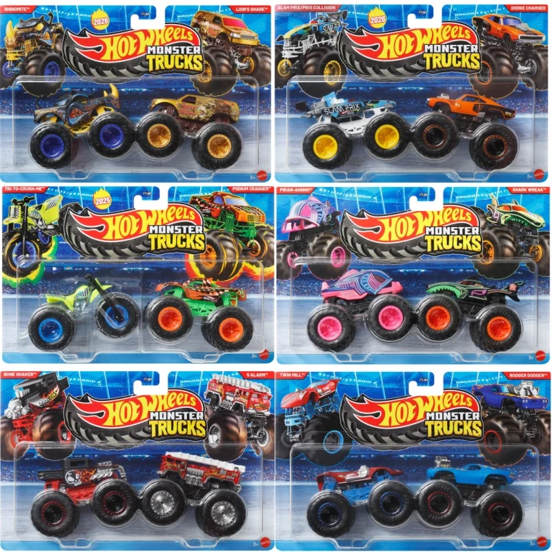 2026 Hot Wheels Monster Trucks Fyj64 Hw TIGER SHARK BIGFOOT Poppy 1/64 Scale Die-Cast Model Car Toy For Boys Birthday Gift