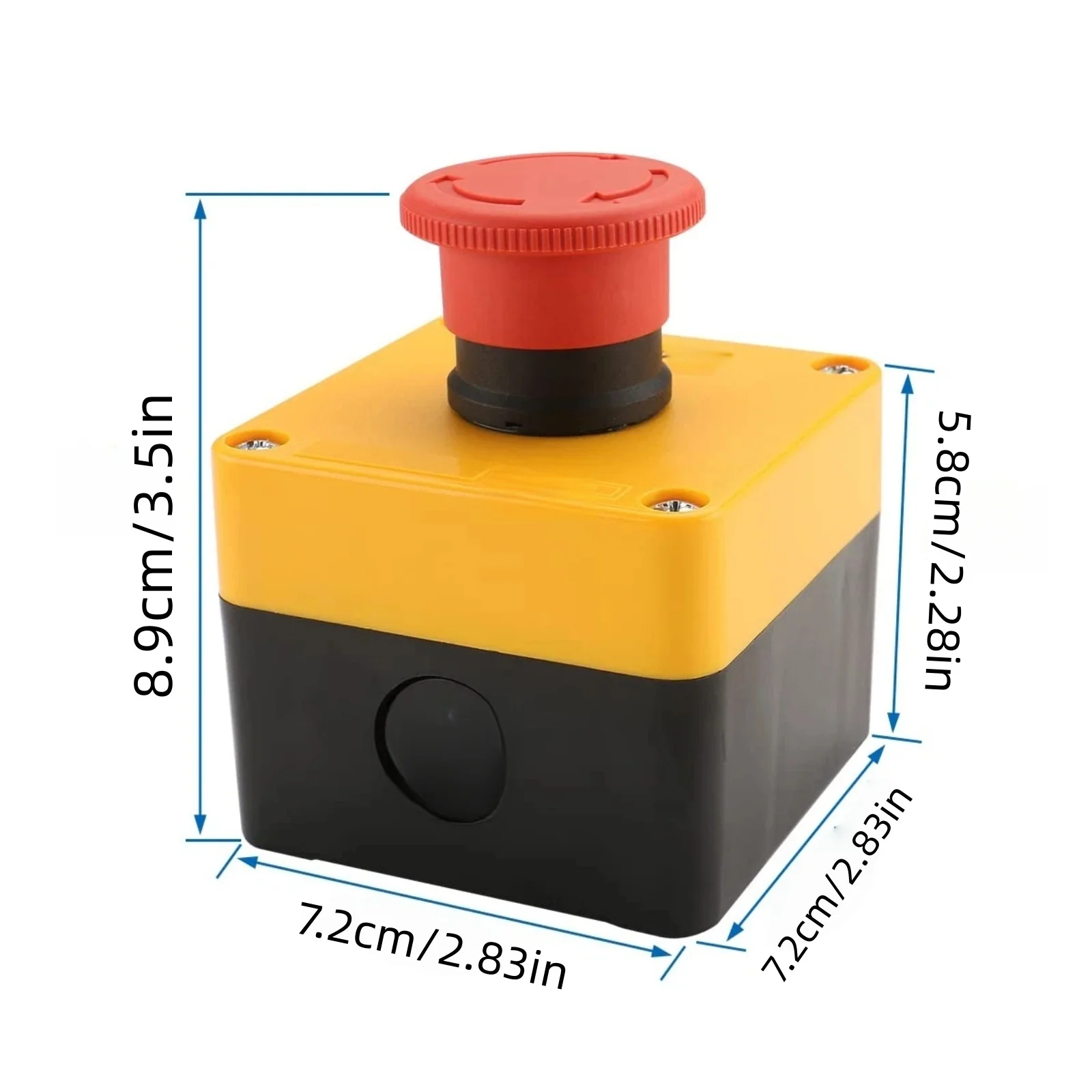 22mm Emergency Stop Push Button Switch 2NC, IP65 Waterproof Red Mushroom Head 10A 660V for Industrial Machinery