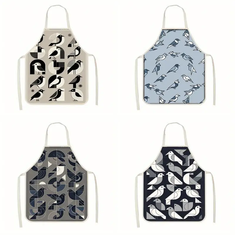 

Фартук с рисунком птиц, льняной фартук, подходит для приготовления пищи на кухне, общения родителей и детей, рисования и других мероприятий.