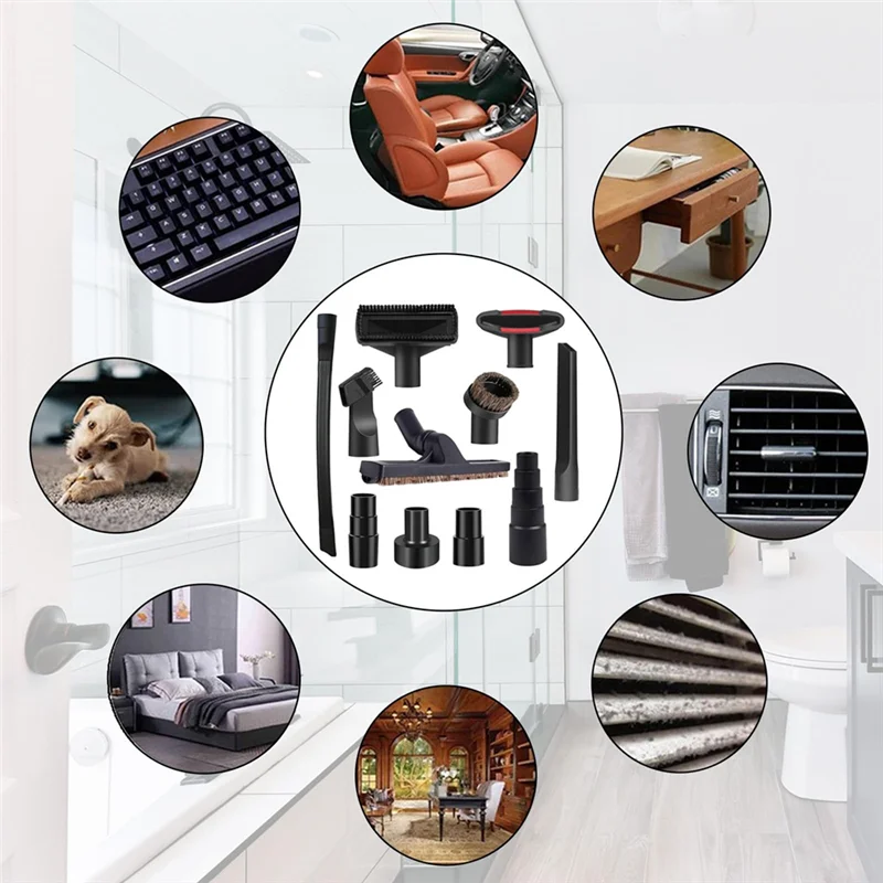 UNCL Universal Vacuum Attachments Kit Accessories - Includes Horse Hair Vacuum Brush, Hose Adapters For 2 1/2In To 1 1/4In
