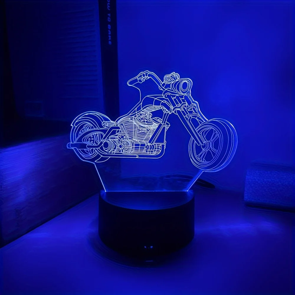 3D Motocicleta Luz Noturna, 7 Mudando a Cor LED, Lâmpada Ilusão, Sala de estar Decor, Luzes LED Night, Mood Lamp, Home Decor, USB