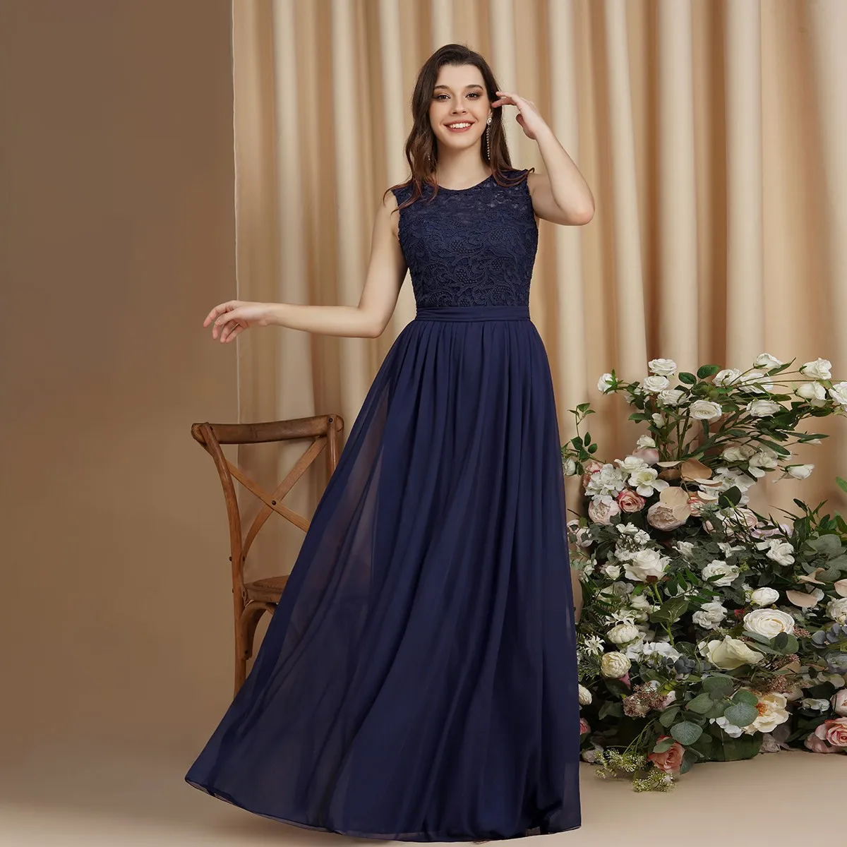 A-line Formal Dress For Mother Of Bride Lace Overlays Long Dresses Applique Zipper Modify The Back Chiffon Gown Cocktail Dresses