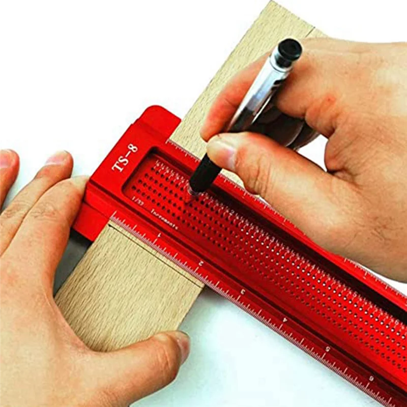 

YHYS Деревообрабатывающий чертилка, многофункциональная линейка из алюминиевого сплава для деревообработки для плотника, красный