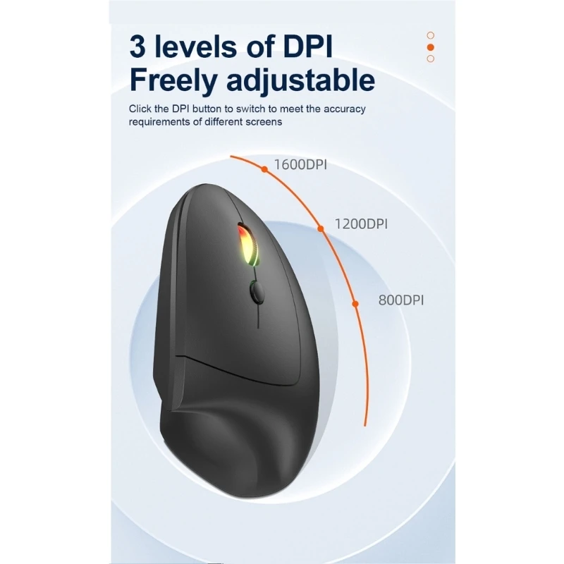 Ergonomic Mouse Wireless 2.4GHZ Cordless Mouse with 1600DPI Vertical for PC