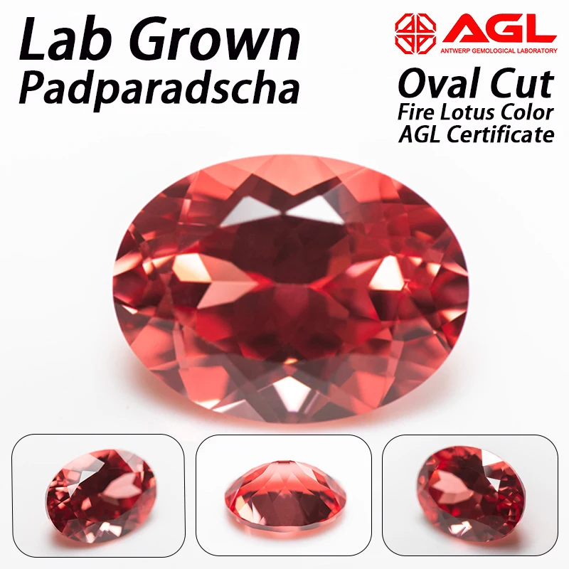 

Lab Grown Padparadscha Oval Cut Fire Lotus Color High-quality DIY Charms Ring Necklace Main Materials Selectable AGL Certificate