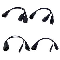 IEC320 C14 C8 To 2X C7 C5 C13 Y Split AC Power Cord, IEC Figure 8 Male To 2 Female 1 In 2 Out AC Power Cable 30cm Black