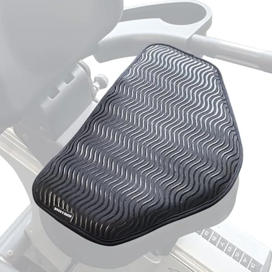 

Recumbent bike seat cushion for home gym use, high-density foam with 1.25-inch thickness, black color, non-slip silicone print