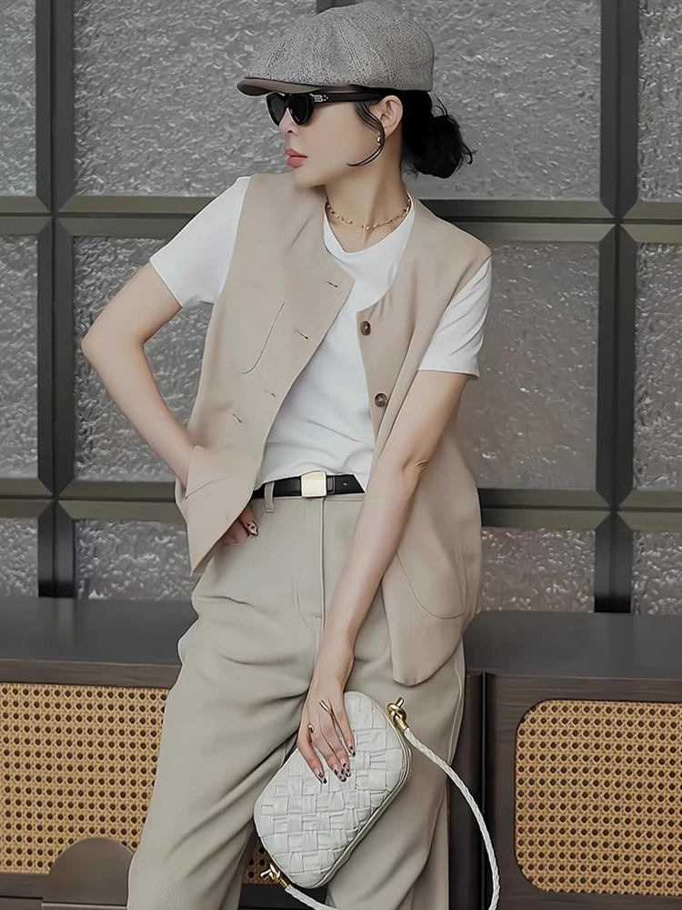 

Faionable Высококачественный костюм-жилет, новинка 2025, утягивающий многослойный топ на бретелях для похудения, повседневный топ для женщин