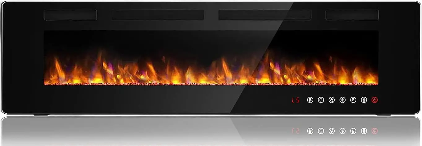 BOSSIN 72 inch Ultra-Thin Silence Linear Electric Fireplace, Recessed Wall Mounted Fireplace, Fit for 2 x 4 and 2 x 6 Stud