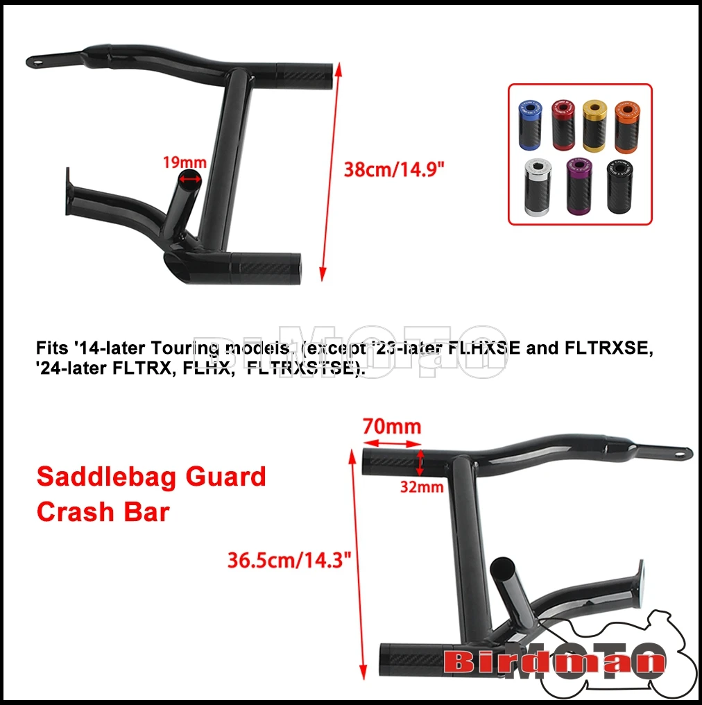 Moto Bag Tip-Over Bar Set Saddlebag Guards Crash Bar For Harley Touring Street Road Glide Road King Electra Ultra FLHT FLHX FLTR