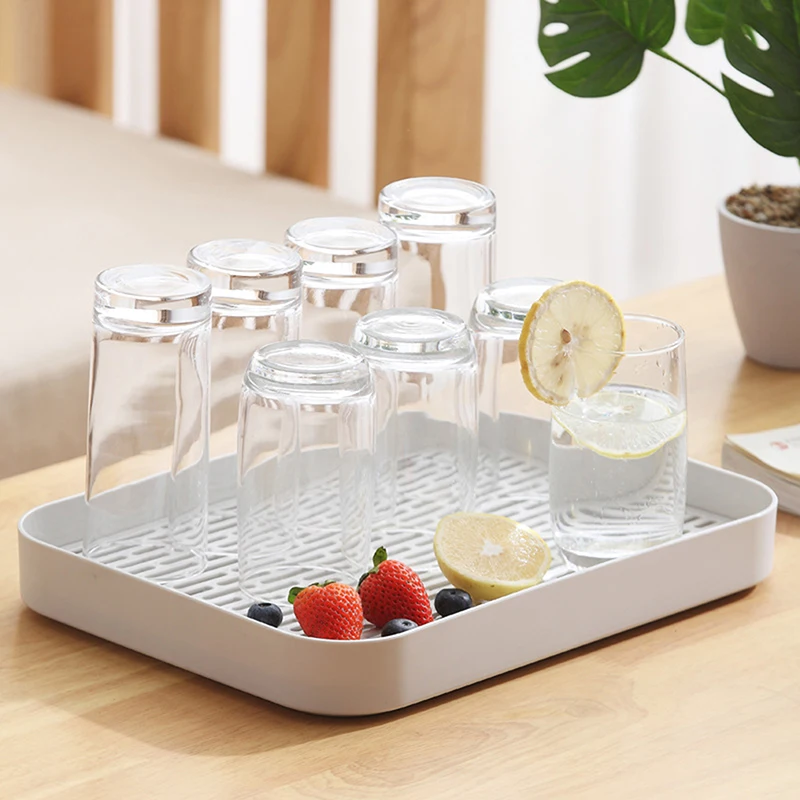 Double Layer Drain Tray | Rectangle Drain Plate Drain Board Cup Holder Kitchen Drain Shelf Sink Multipurpose Storage Rack