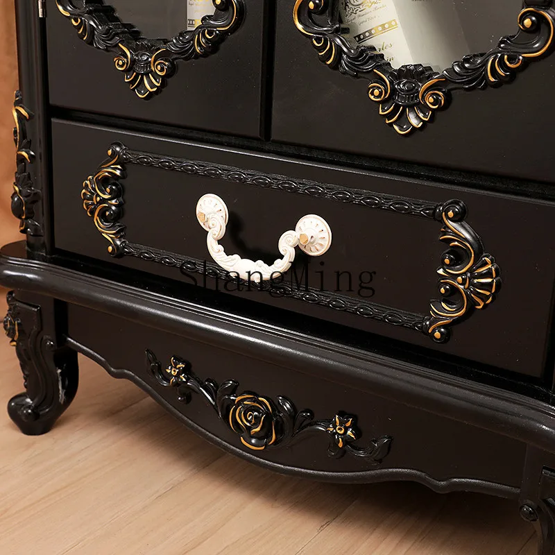 خزانة مشروبات للتخزين على جانب الطعام باللون الأسود المطلي بالذهب والفضي من ZYY، خزانة تخزين متعددة الوظائف #5