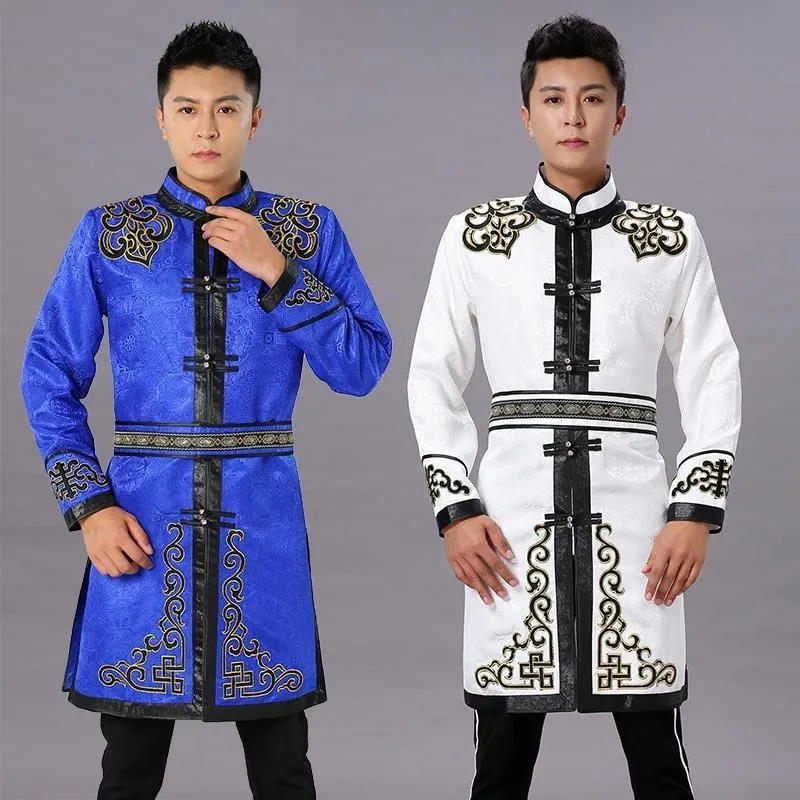 

Men's Improved Mongolian Robe Embroidered Element Coat Riding Suit Casual Clothes Costumes