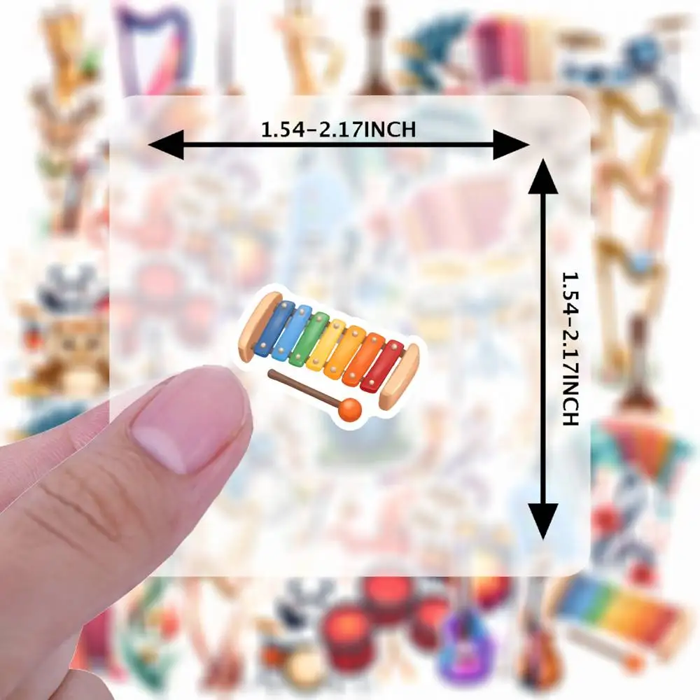 35pcs-50pcs Cute Cute Animals Stickers Whimsical Musical Instruments  Stickers Teacher Reward Stickers For Suitcase Fridge
