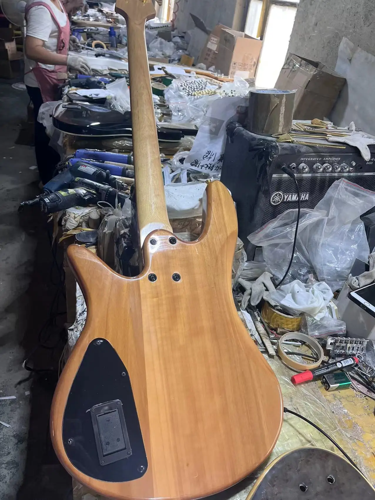 4 String Yin Yang Natural Electric Bass Guitar Alder Body  Pickups Gold Hardware diagram of the universe China Made Siganture