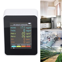 Indoor Air Quality Meter Air Quality Monitor Portable LCD Backlight Screen CO2 TVOC HCHO PM2.5 PM10 Detector with Alarm