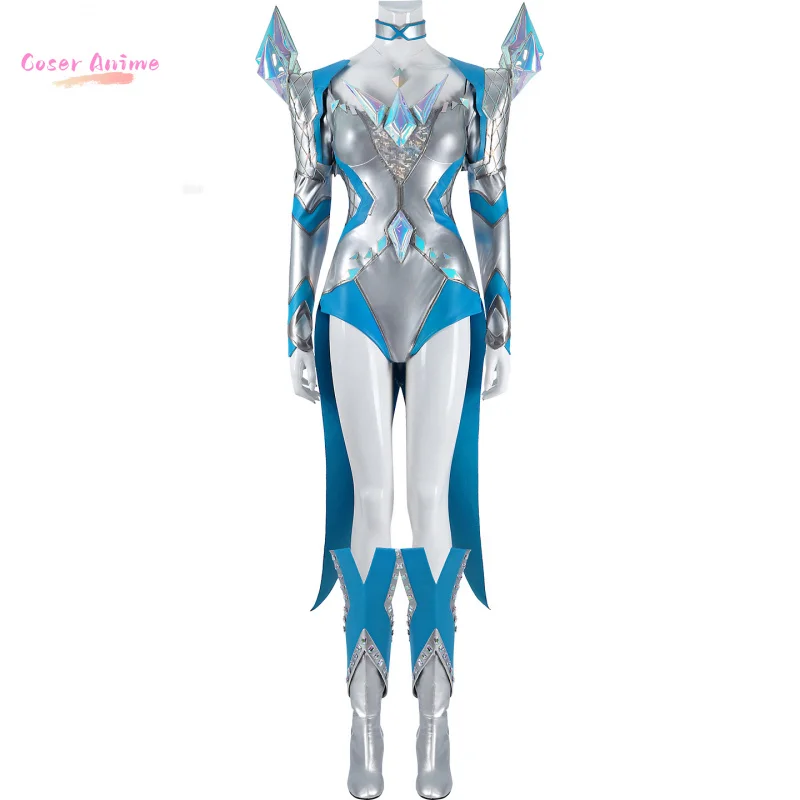 زي الملكة البيضاء التأثيري إيما فروست المنافسين زي الهالوين كرنفال حفلة عيد الميلاد لعب دور الملابس الملابس للنساء