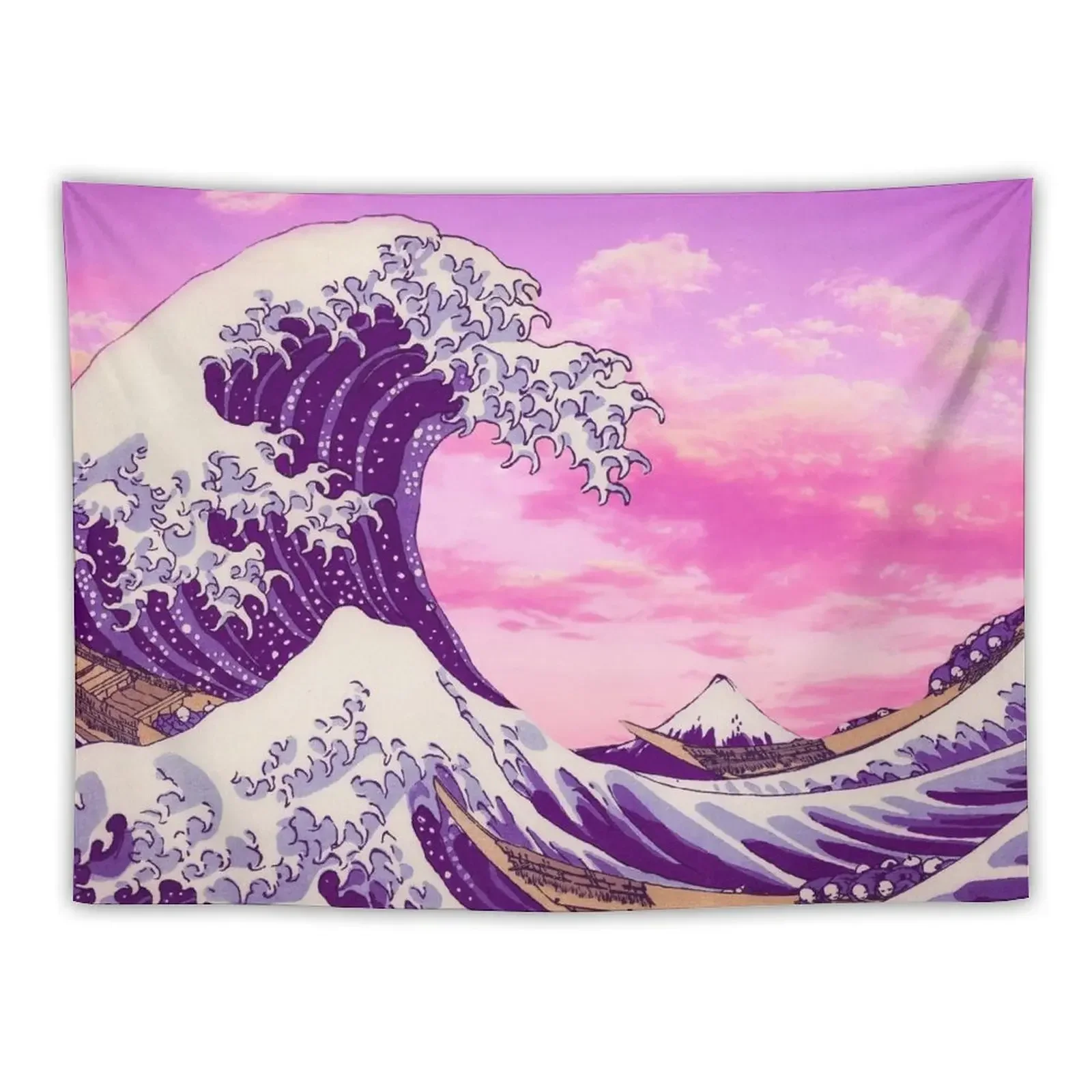 The Great Wave with Pink Clouds Tapestry Decoration For Home Room Decor Cute On The Wall Tapestry