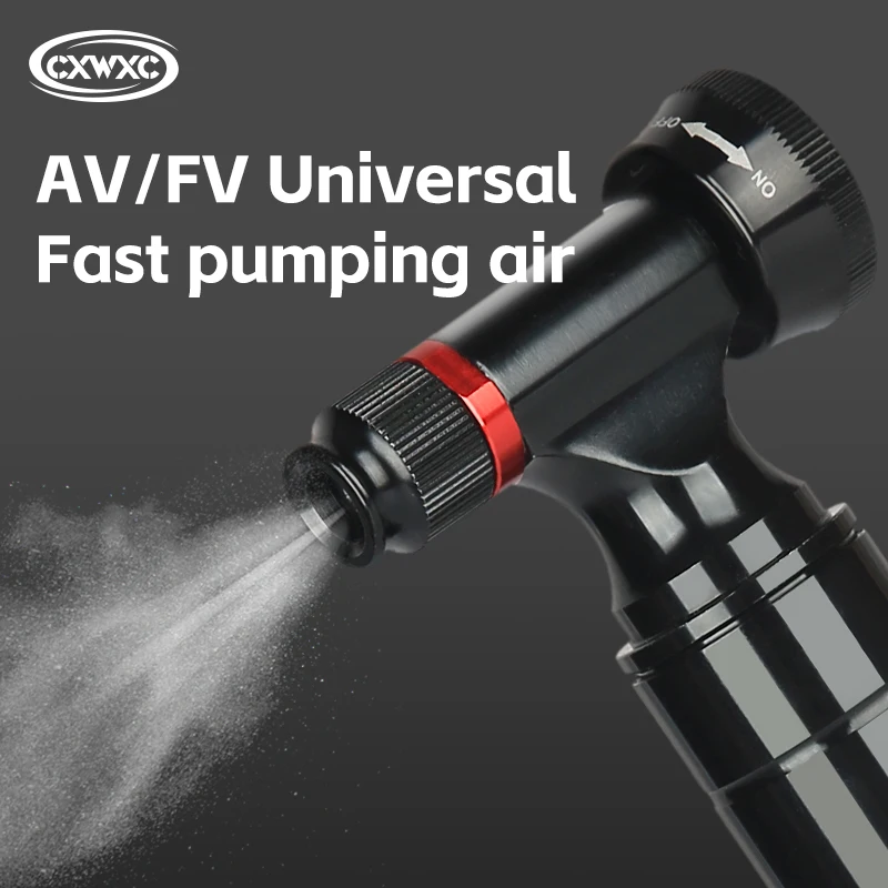 CXWXC Mini Bicycle CO2 Pump Portable Tire Inflator For Schrader Presta Adapter MTB Road Bike Aluminum Alloy CO2 Cartridge Pump