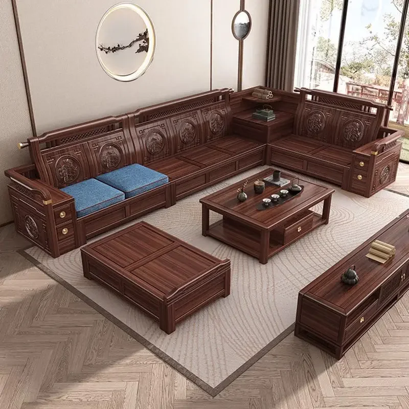 Customizable North American black walnut sofa minimalist retro style high box storage winter and summer sofa combination