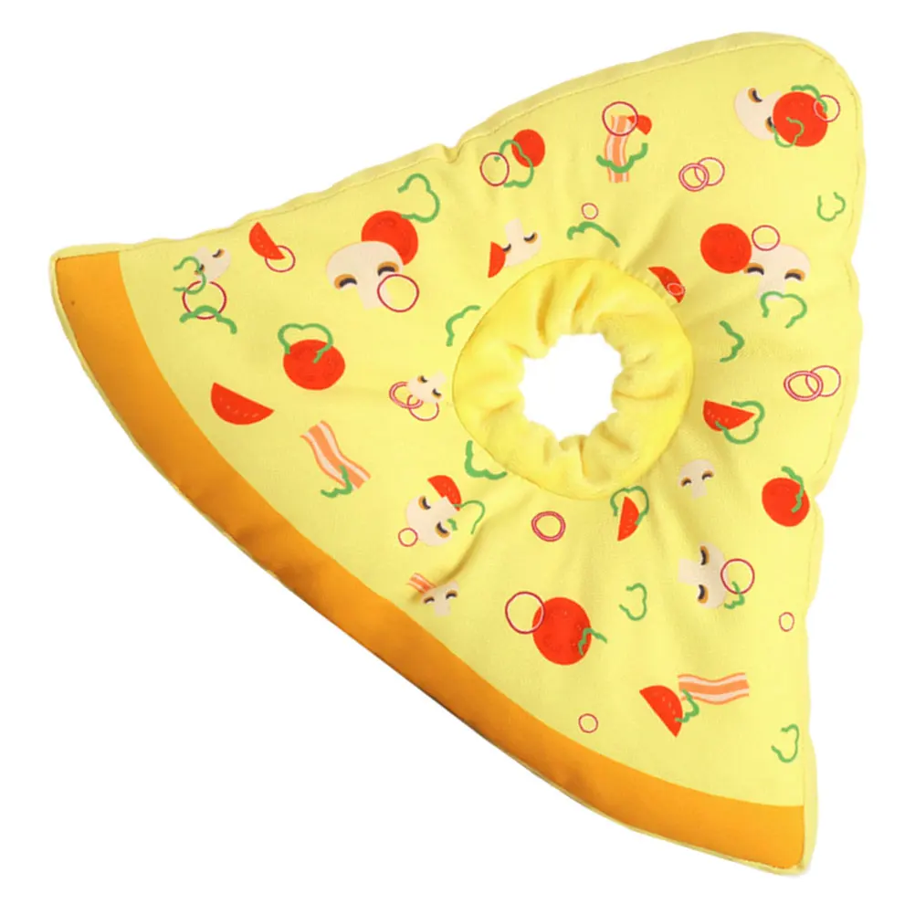 

Soft Pet Recovery Collar Waterproof Anti-Licking Cone For Cats Dogs Post Surgery Comfortable Breathable Pizza Design Elizabeth