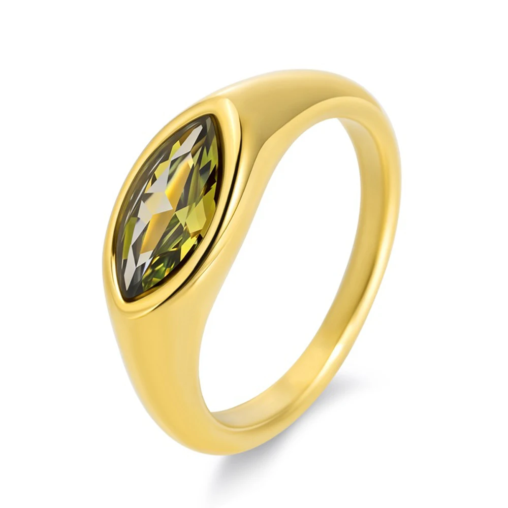 Women's Titanium Steel Marquise Cut Ring  4 Colors Korean Inspired Light Luxury Jewelry Hypoallergenic Stackable Dainty Ring