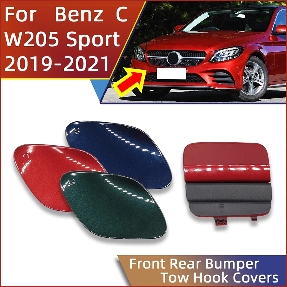 

For Mercedes-Benz C W205 Sport Model 2019-2021 Front Rear Bumper Tow Hook Cover Towing Eye Cap Painted Trim Shell #2058853303