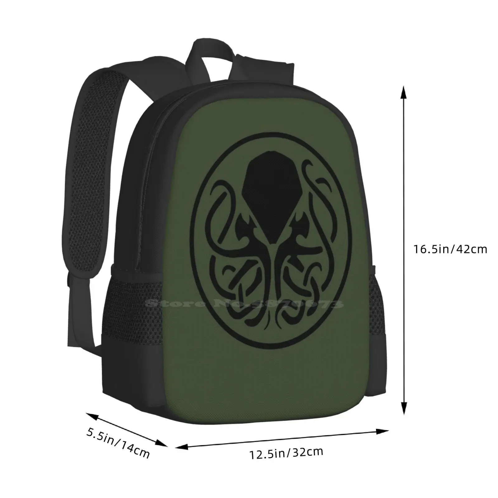 Cthulhu Symbol ( 9 ) Backpack For Student School Laptop Travel Bag Necronomicon Book Of The Dead Kitab Al Azif Grimoire Horrors