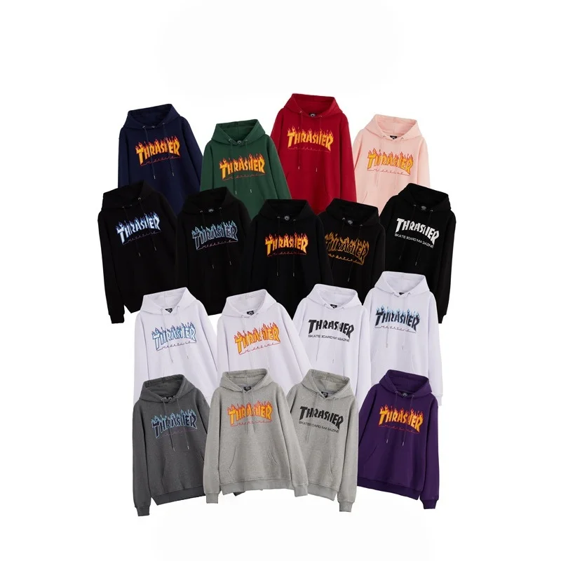 Flame Letter Series: Foreign Trade Wholesale T Gradient Logo Kirin Arm Hoodie Sweatshirt Couple Long Sleeve Street Hoodie