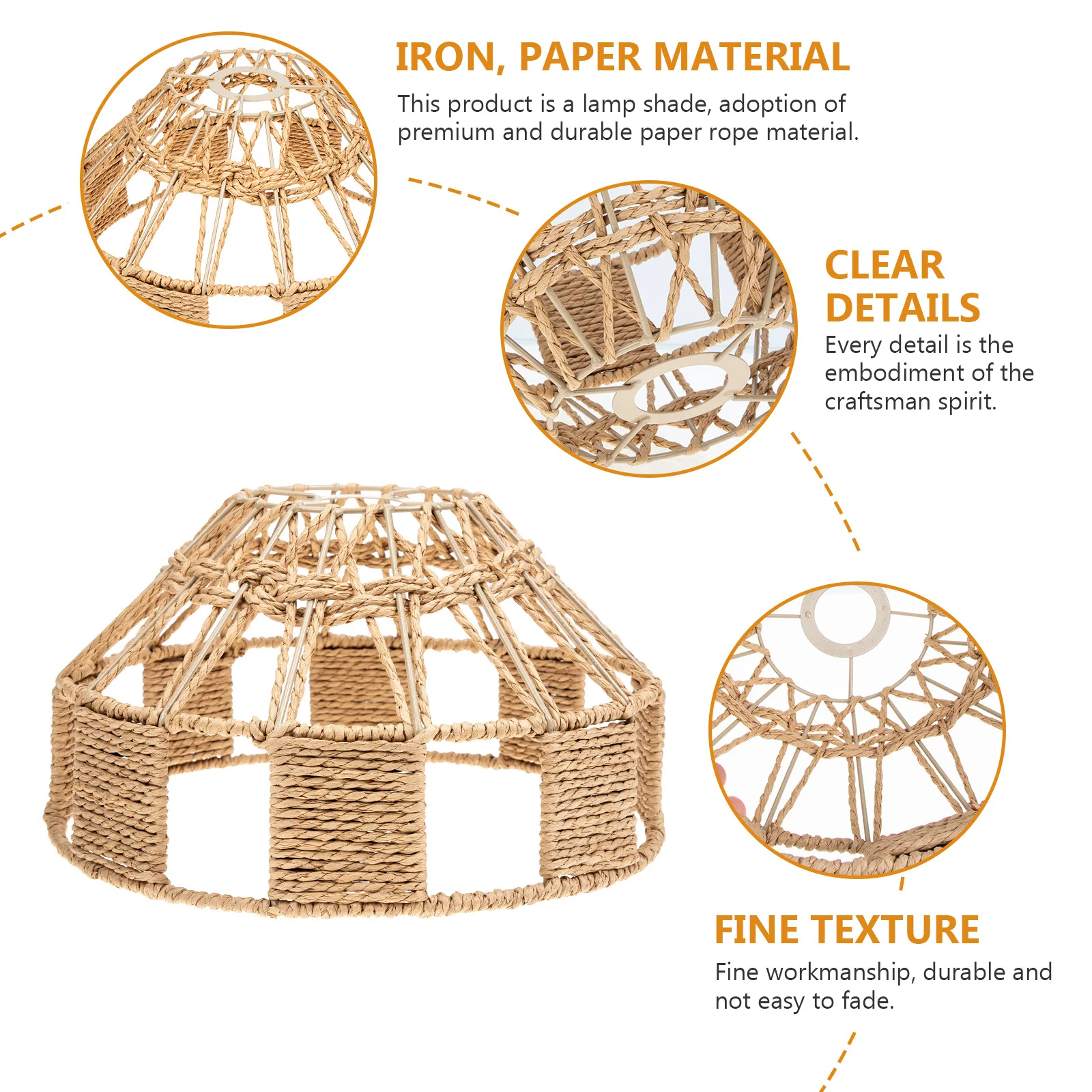 LED Paper Rope Lampshade Nordic Style Light Cover Durable Ceiling Pendant Light Cover Hanging Lamp Decoration Lampshade