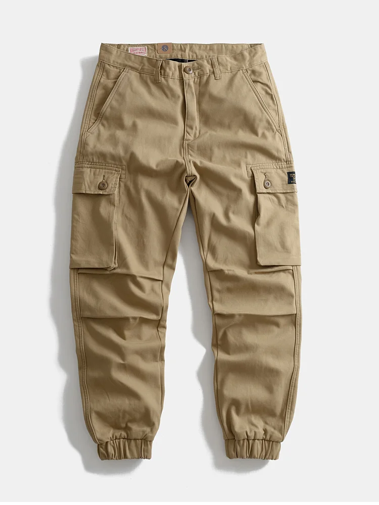 

Thickened Fleece American Style Men's Cargo Pants Outdoor Workwear Trousers Multiple Pockets Loose Casual Long Pants