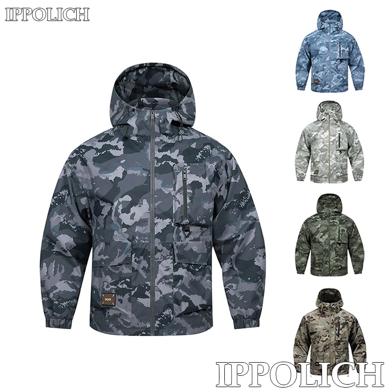 Men Jackets Hooded Coat Hiking Outdoor Camouflage Sports Mountaineering Coats Breathable Camping Outdoor Sports Hooded Jackets