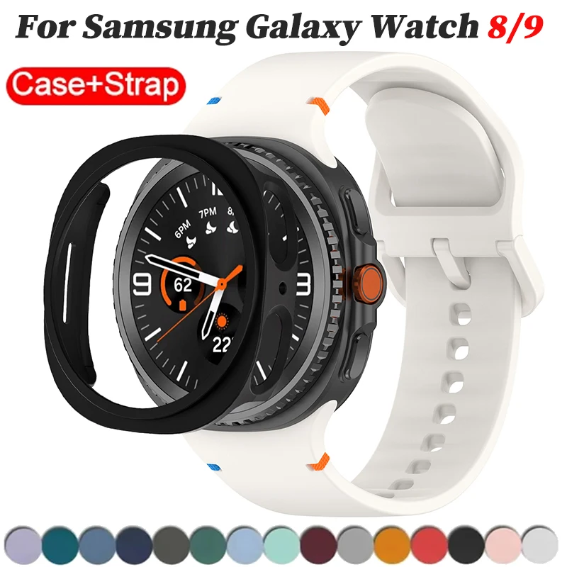 PC-Gehäuse + Silikonarmband für Samsung Galaxy Watch 8 9 40mm 44mm Silikon-Sportarmband Correa für Samsung Watch 8 9 Zubehör