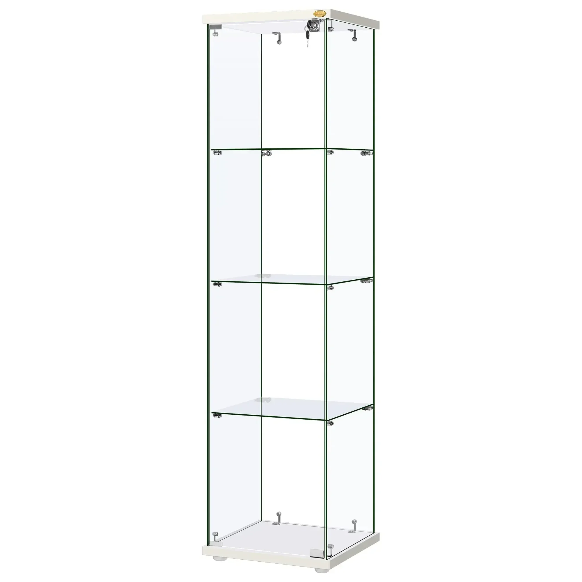 Imagem -05 - Vivohome-armário de Vidro com Fechadura Vitrine da Bancada Vidro Moderado mm mm 25 mm Mdf b Camadas 157 w x 157 d x 396 h