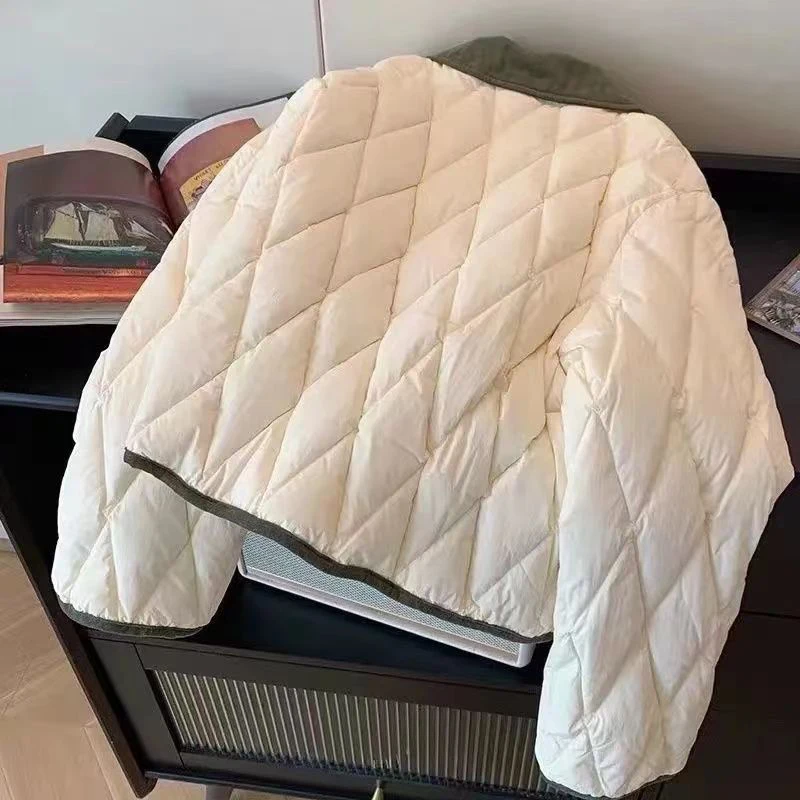 الشتاء ort القطن Jaet المرأة Faion الكورية Sle Cheered تصميم طوق معطف الشتاء اللون بلو الماس نمط سستة #2