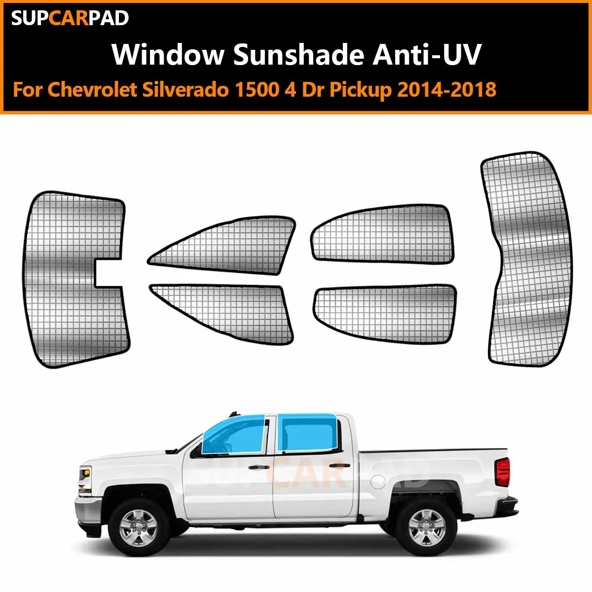 

For Chevrolet Silverado 1500 4 Dr Pickup 2014-2018 Custom Car Window Sunshade Anti-UV Car Sun Window Visors Sunshade Covers Acce
