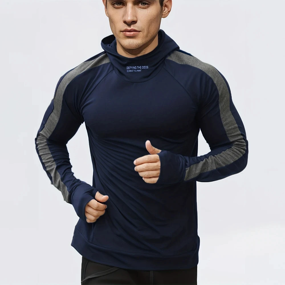 Autumn New Running Sports Fitness Clothing Tight Sports Jogging Compression Men\'s Hoodie Outdoor Leisure Pullover Men\'s Clothing