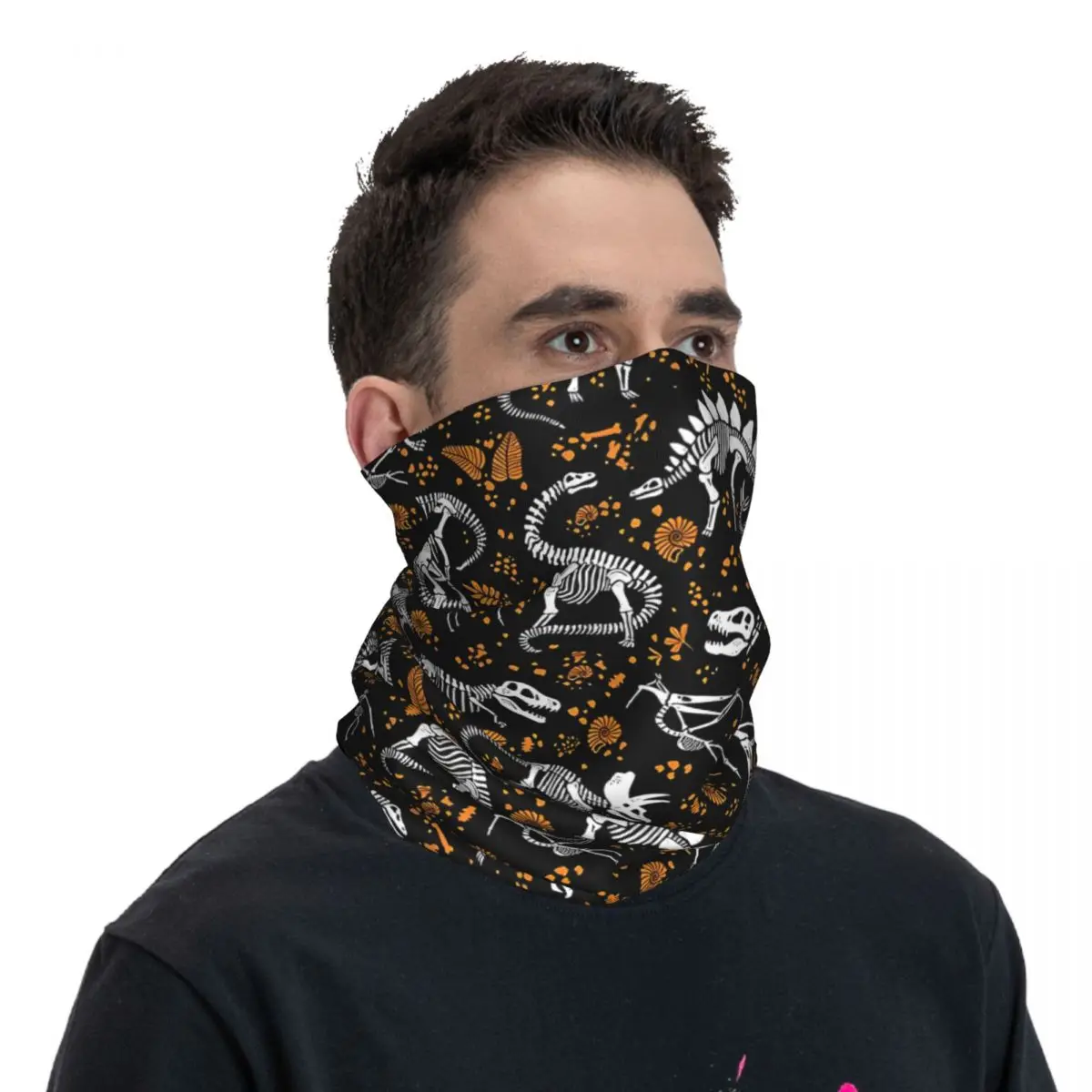 Fossielen Halloween Dunne Wrap Sjaal Bandana Dinosaurus Nek Gaiter Gezicht Cover Hoofdband