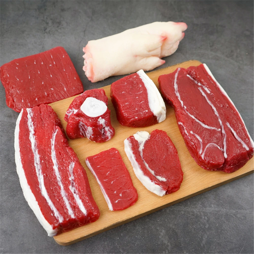 meat props fake food store shop decor Pigs feet Kidney Liver Hearts pork ribs Steak Chops Fillet artificial simulation Pork